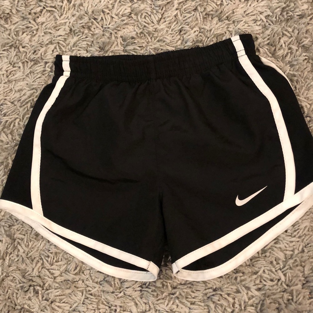 Nike Dri-Fit shorts. Black and white.